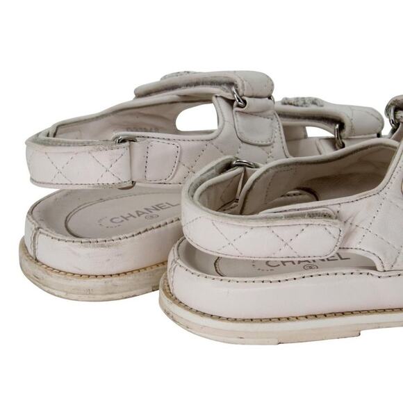 Chanel Dad Flats 38 Leather Lambskin Quilted Sandals CC-0219N-0033 - Picture 9 of 11